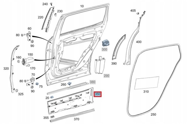 Lower right rear door trim Mercedes Benz GLB EQB A2477305603 new