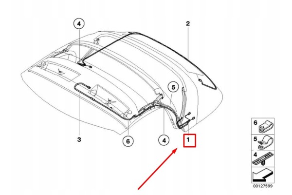 Cableado para techo plegable BMW Z4 Roadster E85 54347043906 ORIGINAL
