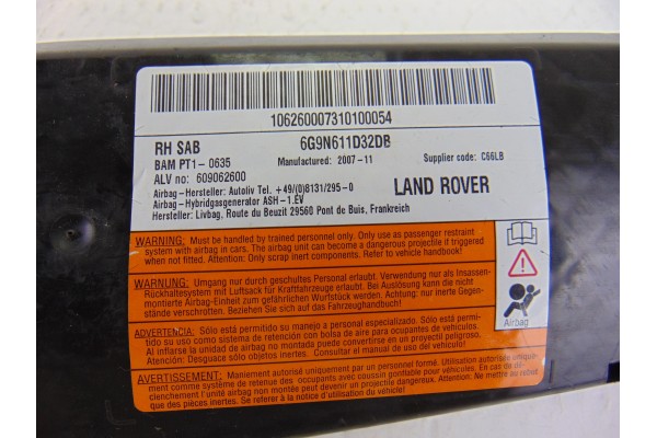 6G9N611D32DB  AIRBAG LATERAL DERECHO LAND ROVER FREELANDER (LR2) TD4 HSE 2007 6G9N611D32DB 197859 LAND ROVER - 1