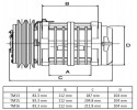 Air conditioning compressor Original Seltec Valeo TM15 12V 2A straight 3 4x7 8 Catalog number of the original 8FK351322 071 51 0