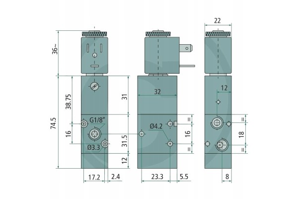 GRANIT Solenoid valve 3 2 way with return spring Catalog number of the original 606AZ321ME 24V
