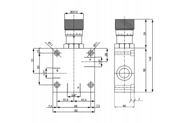 Oleodinamica Marchesini 3 way flow control valve RFC V Part manufacturer Granit