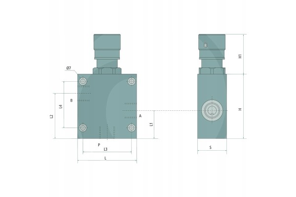 Oleodinamica Marchesini 3 way flow control valve RFC V Catalog number of the part V1126