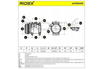 RIDEX 447K0415 CSP11 AIR CONDITIONING COMPRESSOR FOR CHEVROLET SPARK M300 Part manufacturer Ridex