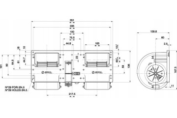 BLOWER SPAL 006 B40 22 DOUBLE 24V 3 GEARS 351x140x167mm Part manufacturer Spal