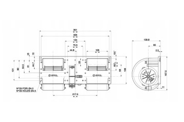 Blower fan SPAL 006 A39 22 12V Catalog number of the part 006 A39 22 SPAL