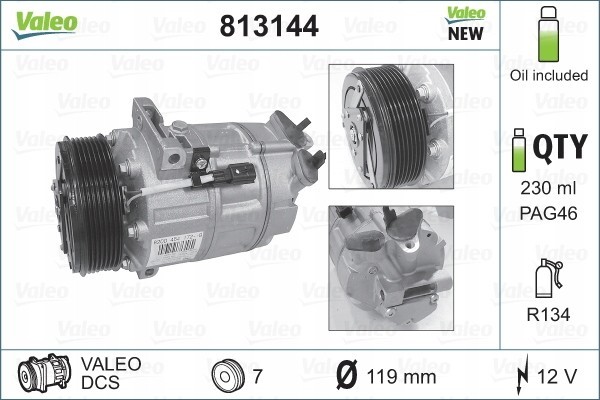 VALEO AIR CONDITIONING COMPRESSOR Catalog number of the part 813144