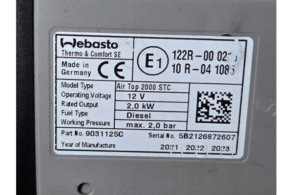 Webasto Air Top 2000 STC 12V - diésel, set 2021 Multicontrol HD