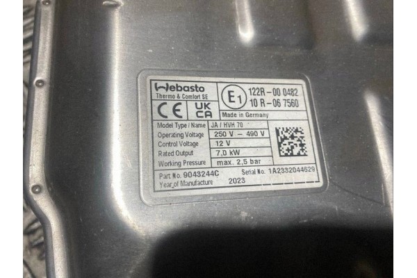 Parking heater Webasto battery heater Chrysler Pacifica 2017 Catalog number of the original 10R067560