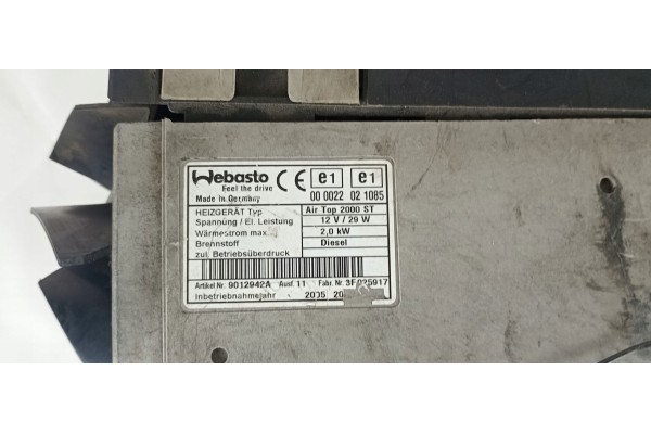 WEBASTO OGRZEWANIE POSTOJOWE AIR TOP 2000 ST 12V DIESEL 9012942A Quality of parts according to GVO Q original with factory logo 