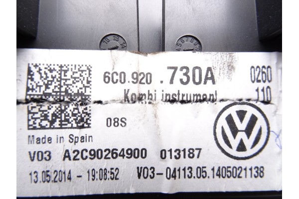 6C0920730A CUADRO INSTRUMENTOS VOLKSWAGEN POLO V (6C1) Comfortline 2014 6C0920730A 213047 VOLKSWAGEN - 2