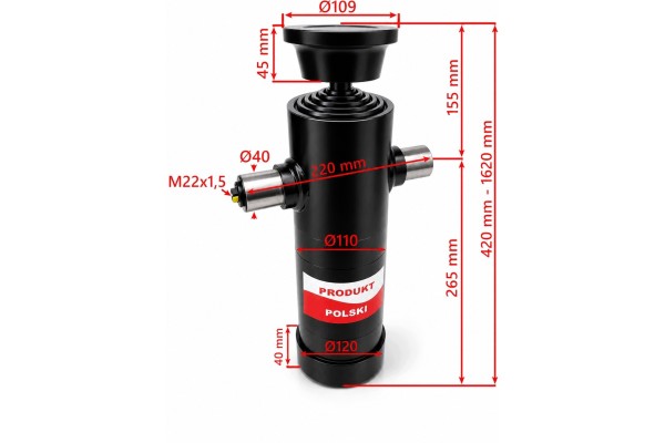 TELESCOPIC ACTUATOR 1200 mm TIPPING ON 3 SIDES 7 T CRADLE AND FIXINGS Catalog number of the part 7961 07