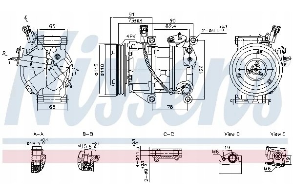 Air conditioning compressor NISSENS NIS 891095 Catalog number of the original TOYOTA 883100D420