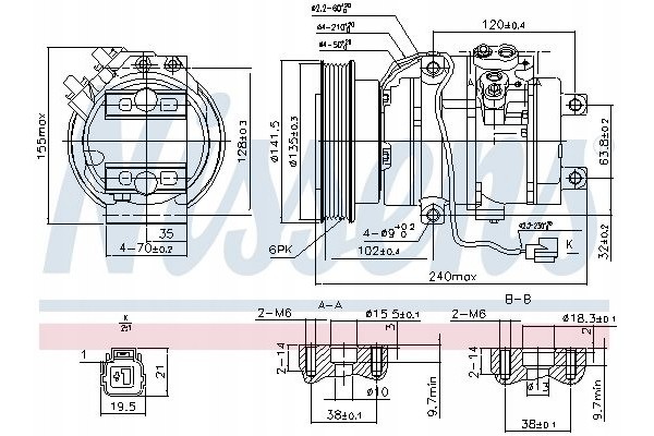 AIR CONDITIONING COMPRESSOR NISSENS 890017 Catalog number of the original NISSENS 890017