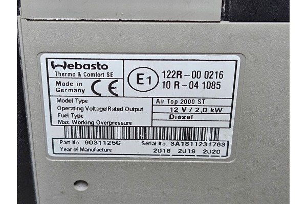 Webasto Air Top 2000 ST 12V diesel zestaw 2018 Part manufacturer Webasto