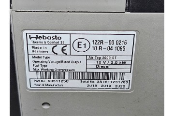 Webasto Air Top 2000 ST 12V diesel zestaw 2018 Part manufacturer Webasto