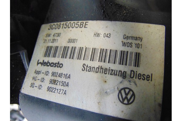 Calefactor auxiliar Webasto VW Passat B7 3C0815005BE 9022150A