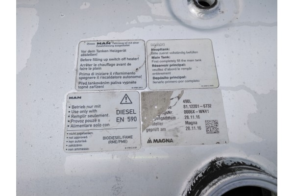 MAN TGX TGS EURO 6 ZBIORNIK PALIWA 490L 133x67x63 81122016732 Part manufacturer no brand