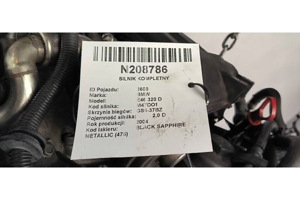 COMPLETE ENGINE M47T 2 0 D 149 KM BMW E46 320 D Catalog number of the part M47T