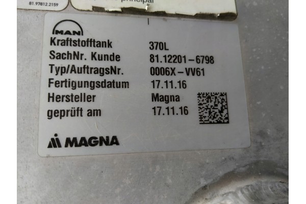 MAN TGX TGS EURO 6 ZBIORNIK PALIWA 370L 81122016798 Car type trucks