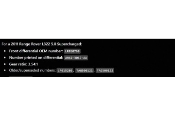 Front Differential Front Land Rover Range Rover L322 S814050269450Q Catalog number of the original LR010798