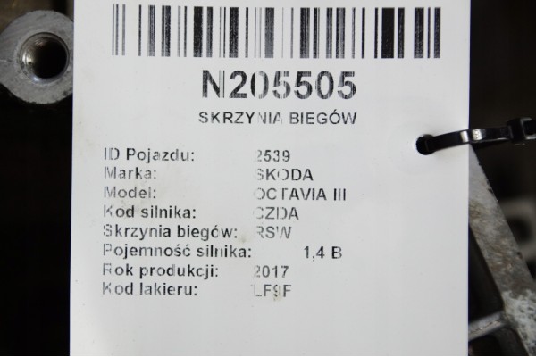 GEARBOX RSW 1 4 149 KM SKODA OCTAVIA III Catalog number of the part RSW