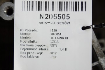 GEARBOX RSW 1 4 149 KM SKODA OCTAVIA III Catalog number of the part RSW