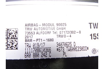 6R0880242C AIRBAG LATERAL DERECHO SEAT IBIZA (6P1) Reference 2017 6R0880242C 212787 SEAT - 1