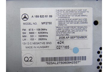 A1698206189 SISTEMA AUDIO / RADIO CD MERCEDES-BENZ CLASE A (BM 169)