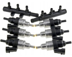 LPGTECH YETI 6 CYLINDER INJECTOR SET WITH 2 x 3CYL SPLITTERS