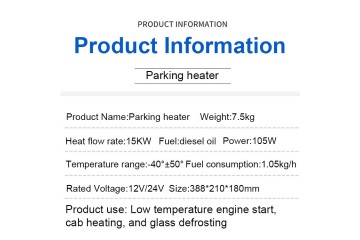Calentador estacionario de agua diésel 12V 10kW para camiones, autobu
