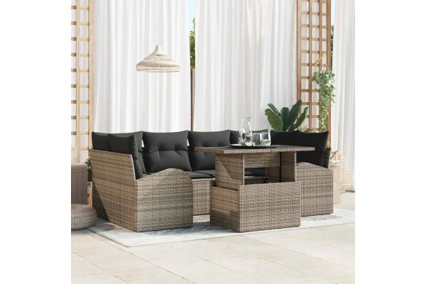 Sada zahradnich pohovek s polstarem 7 pcs Seda Poly Ratan Seda 3357312