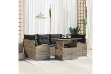 Sada zahradnich pohovek s polstarem 7 pcs Seda Poly Ratan Seda 3357312