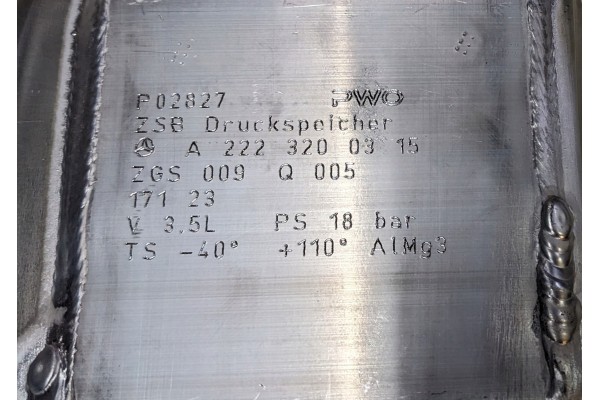 MERCEDES W222 S CLASS W217 COUPE AMG PRESSURE TANK A2223200315 Catalog number of the original A2223200315