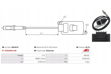 NITRIC OXIDE SENSOR NOX NOX9316 AS AS PL Car type passenger cars