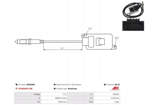 NITRIC OXIDE SENSOR NOX NOX9306 AS AS PL Car type passenger cars