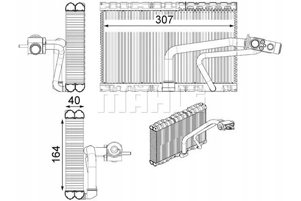 Air conditioning evaporator MAHLE AE 114 000P EAN GTIN 4057635044622