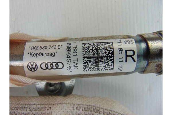 1K8880742B AIRBAG CORTINA DELANTERO DERECHO VOLKSWAGEN SCIROCCO (137) 2.0 TDI (103kW) BlueMotion 2011 1K8880742B 186751 VOLKSWAG