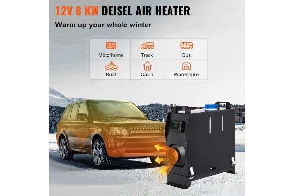 Calefactor estacionario diésel 8KW 12V con mando rápido y pantalla L