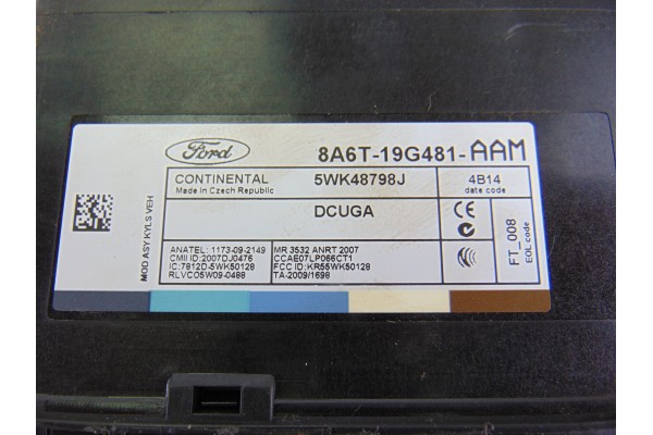 8A6T19G481AAM MODULO ELECTRONICO FORD FIESTA (CNN) Trend 2014 8A6T19G481AAM 207403 FORD - 1