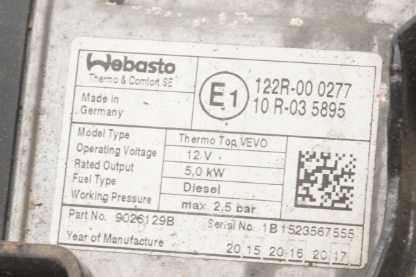 PARKING HEATER WEBASTO SEAT ALHAMBRA II 1K0815005MP 9026129B Version European