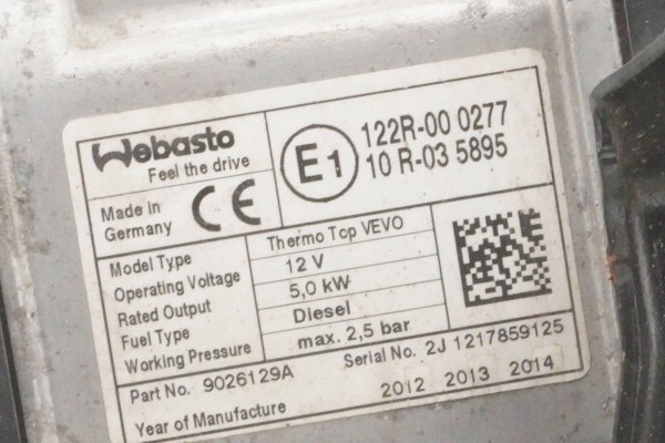 PARKING HEATER WEBASTO SKODA SUPERB B6 3AA815005D 9026129A Version European