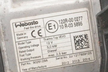 PARKING HEATER WEBASTO SKODA SUPERB B6 3AA815005D 9026129A Version European