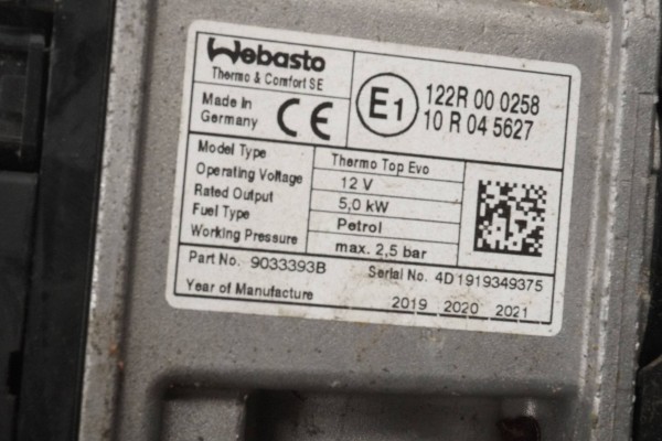 PARKING HEATER WEBASTO VW PASSAT B8 3Q0815005AA 9033393B Version European