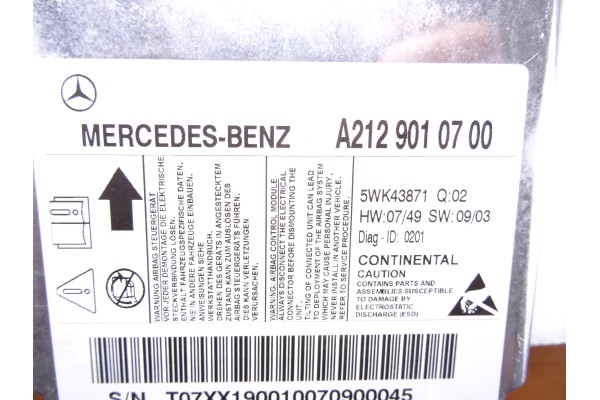 A2129010700 CENTRALITA AIRBAG MERCEDES-BENZ CLASE E (BM 212) LIM.