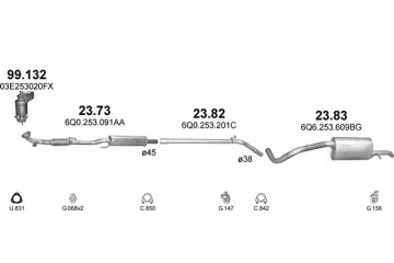 Catalyst Skoda Fabia Rapid VW Polo Fox Seat Ibiza Cordoba Toledo 1 2 Catalog number of the part 99 132