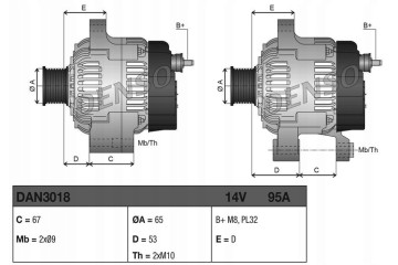 Alternator Denso DAN3018 Car type cargo vans passenger cars