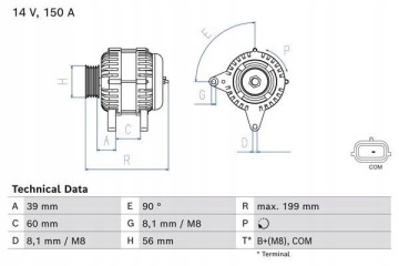Alternator Bosch 0 986 084 070 Catalog number of the part 0 986 084 070