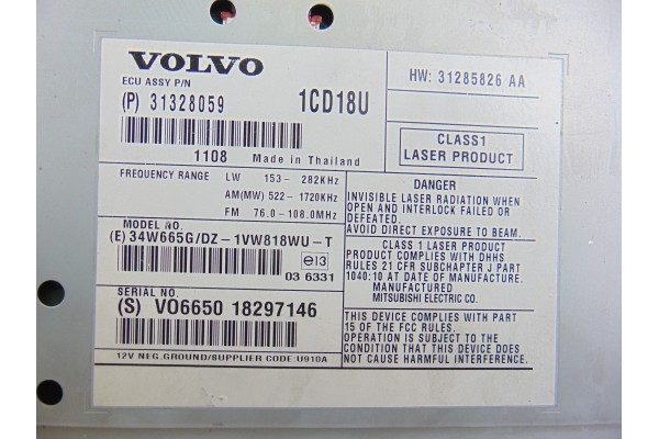 31328059 SISTEMA AUDIO / RADIO CD VOLVO V50 FAMILIAR
