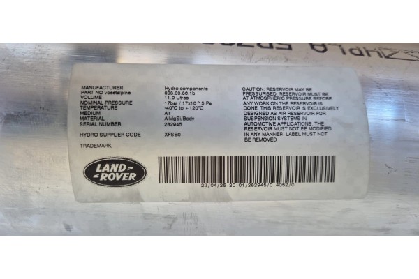 Compressor air tube tank RANGE ROVER L405 SPORT L494 LR084040 Product weight with unit packaging 1 kg